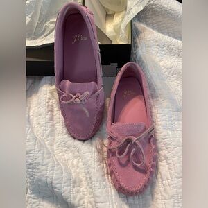 J.Crew Suede Driving Moc Loafers - Sundrenched Peony